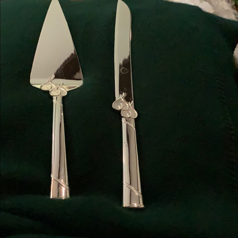 Lenox true love silver plated 2 piece dessert set